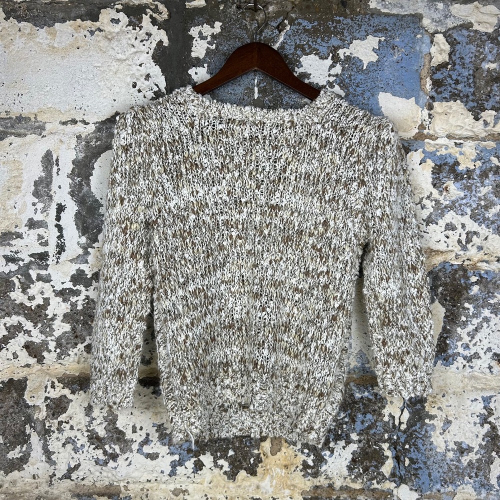 Vintage Baccio Chunky Knit Sweater Brown Cream Marled Pullover Womens Large - Picture 2 of 6